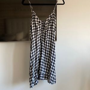 Black and white checked rails dress